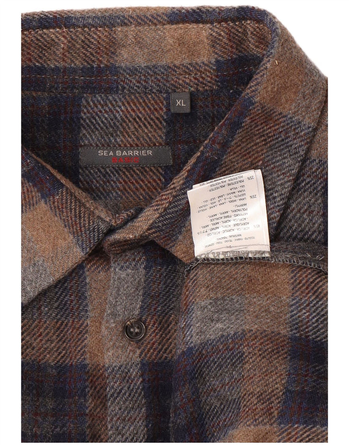 SEA BARRIER Herre Overshirt Shirt XL Grå ternet akryl