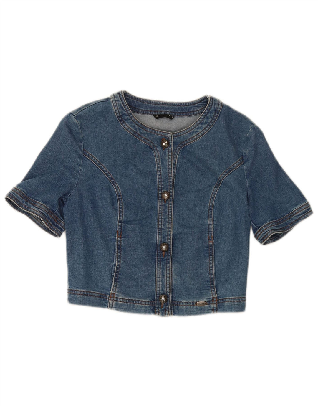 Sisley Womens Crop kortærmet denimjakke UK 8 Small Blue Cotton