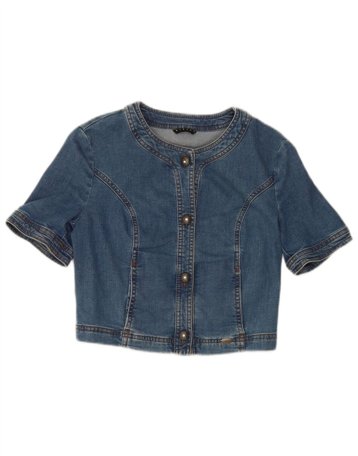 Sisley Womens Crop kortærmet denimjakke UK 8 Small Blue Cotton
