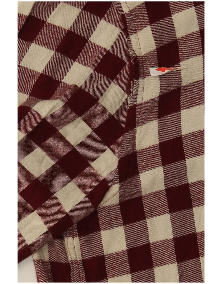 Zara Herre Relaxed Fit Flannel Shirt Medium Burgundy Ternet
