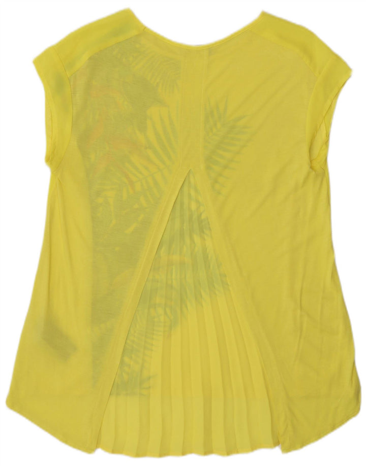 Oasis Dame Tunika Top UK 10 Small Yellow Floral Polyester