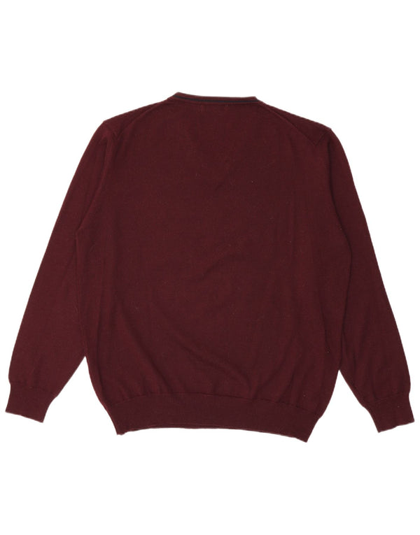 Conte of Florence Herre V-hals sweater XL Bourgogne uld