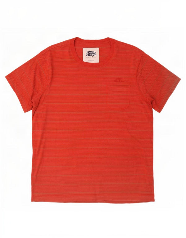 Weird Fish Herre T-Shirt Top XL Rød Nålestribet Bomuld