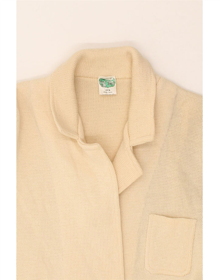 VINTAGE Womens Knit Double Breasted Blazer Jacket UK 14 Medium Beige Vintage Vintage and Second-Hand Vintage from Messina Hembry 