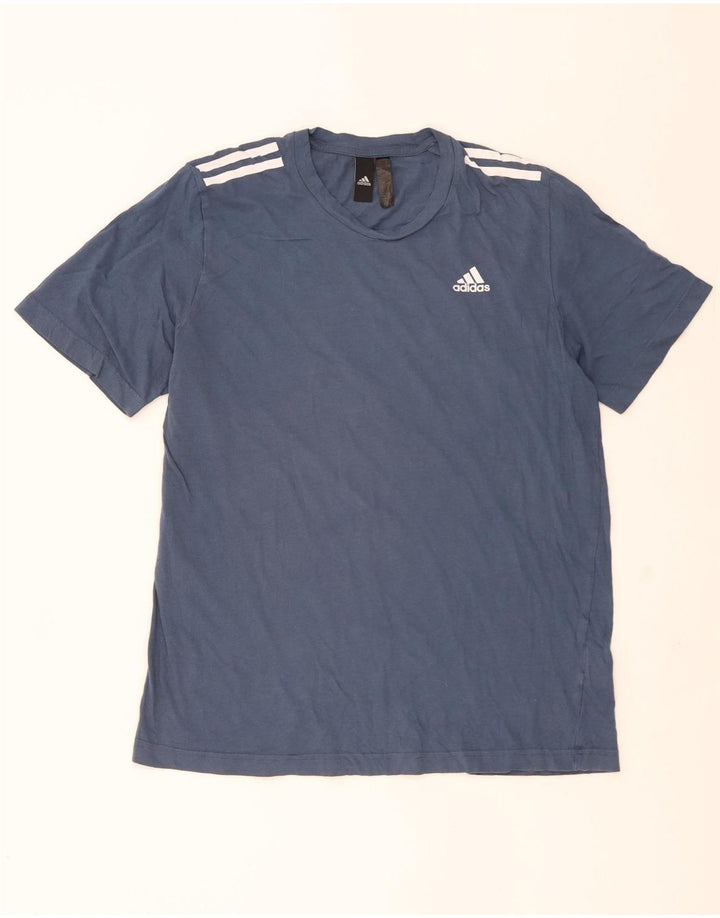 Adidas T-shirt top mellemblå bomuld til mænd