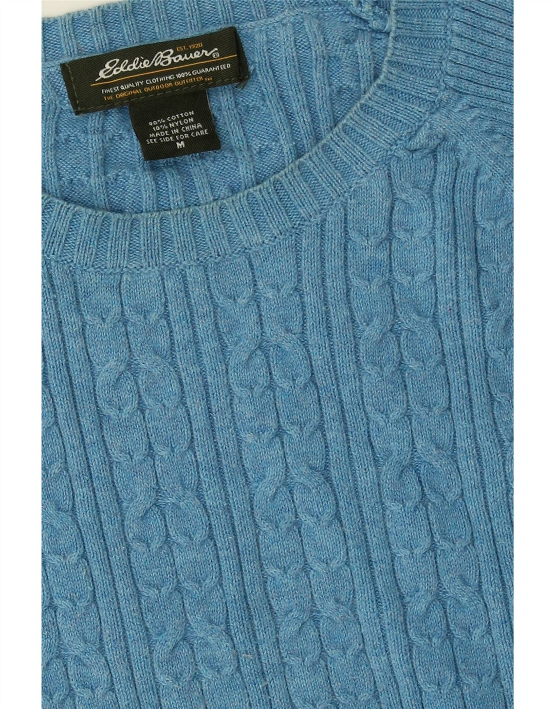 EDDIE BAUER Womens Crew Neck Jumper Sweater UK 12 Medium Blue Cotton Vintage Eddie Bauer and Second-Hand Eddie Bauer from Messina Hembry 