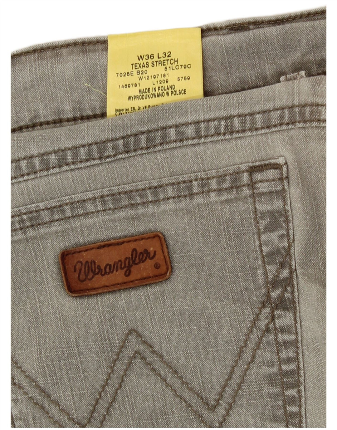 Wrangler Herre Texas Stretch Straight Jeans W36 L32 Grå Bomuld