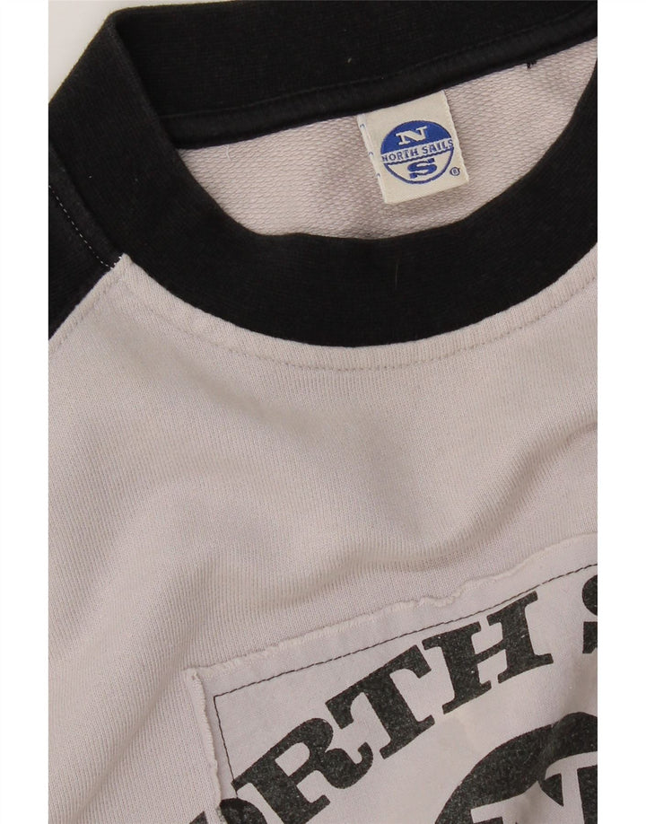 NORTH SAILS Mens Graphic Sweatshirt Jumper Small Grey Colourblock Cotton Vintage North Sails and Second-Hand North Sails from Messina Hembry 