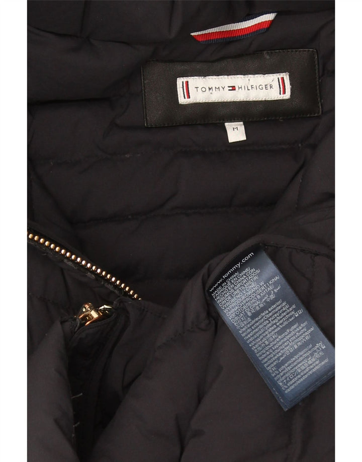 Tommy Hilfiger Dame Hætte Polstret Frakke UK 12 Medium Sort Polyamid