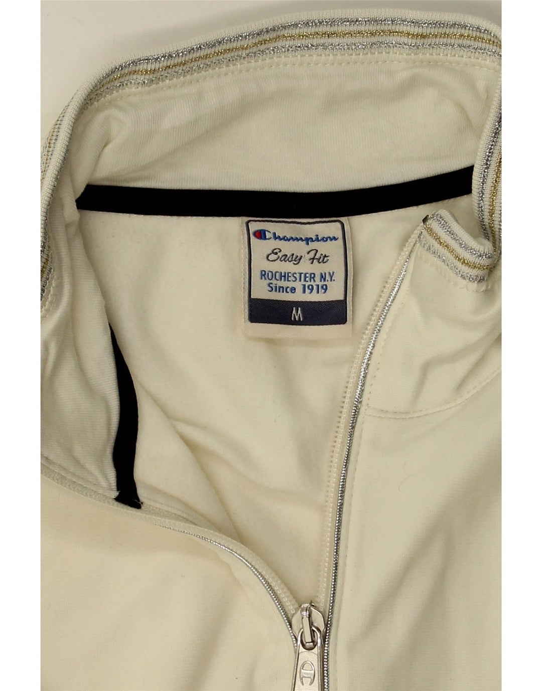 CHAMPION Womens Easy Fit Tracksuit Top Jacket UK 14 Medium White Polyester Vintage Champion and Second-Hand Champion from Messina Hembry 