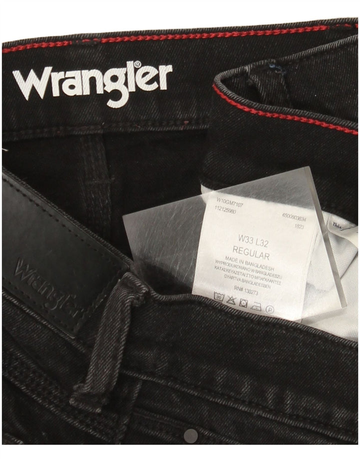 Wrangler Herre Regular Fit Straight Jeans W33 L32 Sort Bomuld