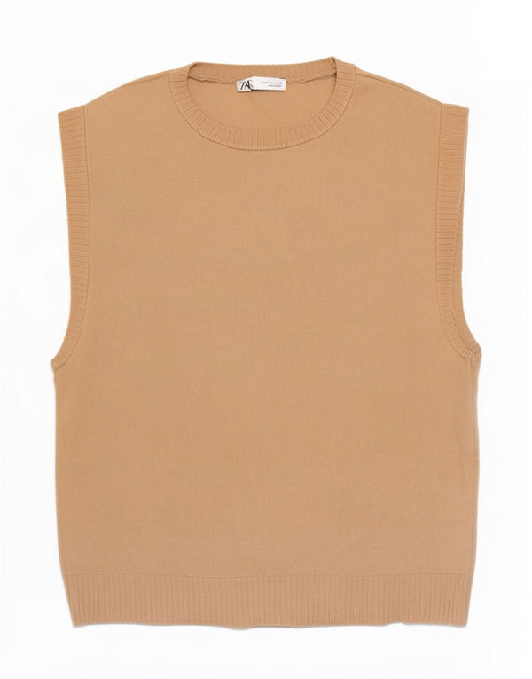 Zara Herrevest Tank Top Medium Beige Viscose