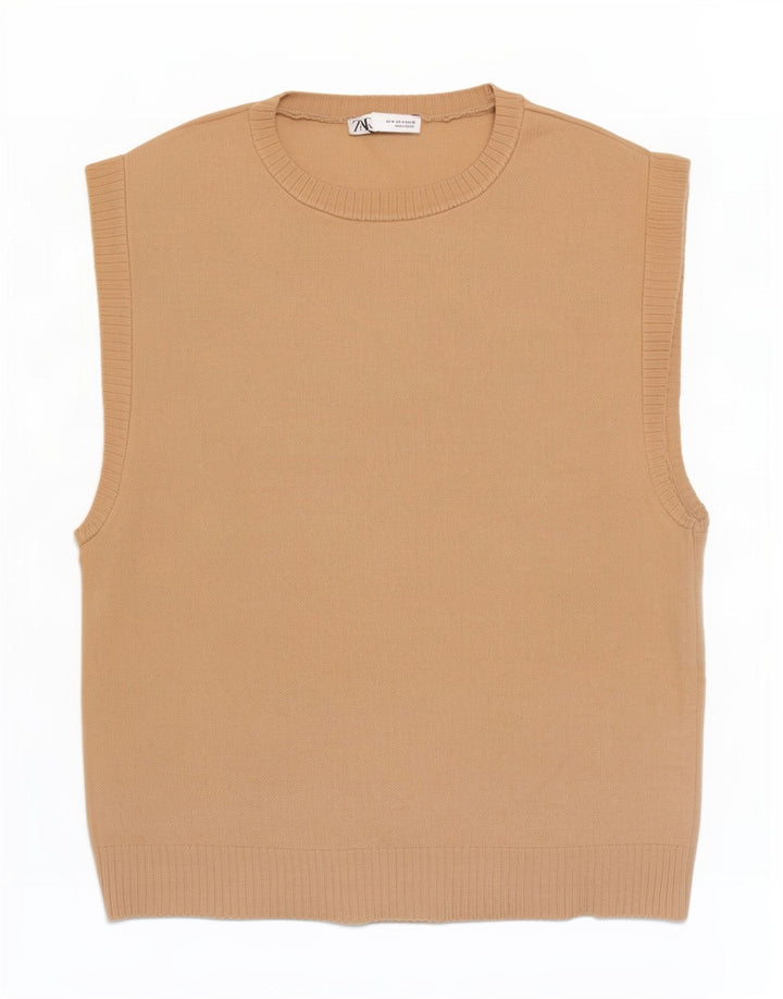Zara Herrevest Tank Top Medium Beige Viscose