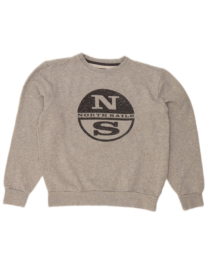 NORTH SAILS Dame Grafisk Sweatshirt Jumper UK 14 Medium Grey Flecked