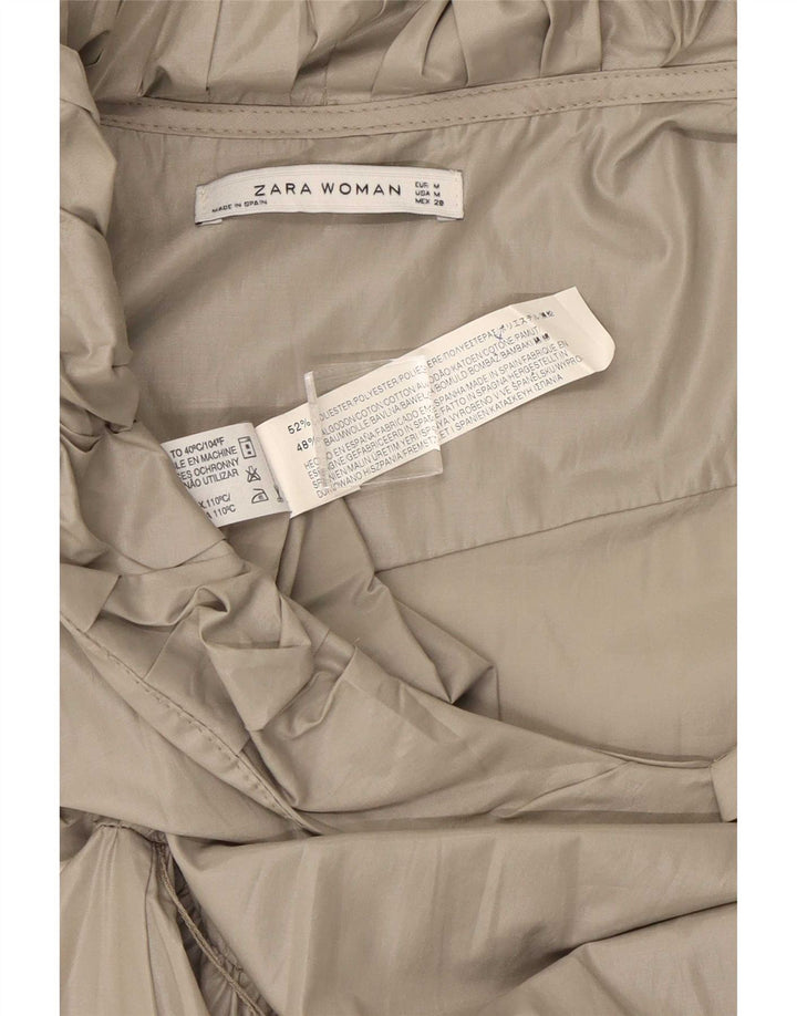Zara Dame A-Line Kjole UK 12 Medium Grå Polyester