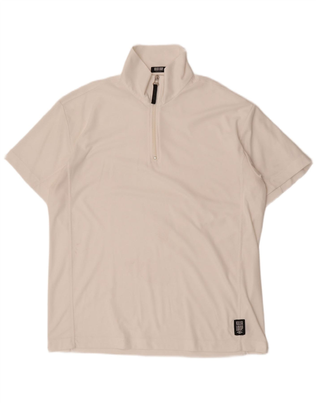 Killer Loop Herre Zip Neck T-Shirt Top XL Hvid Polyester