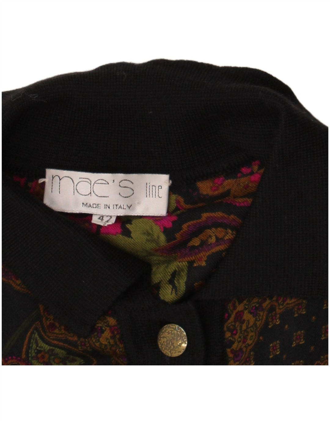 Vintage skjortebluse til kvinder IT 42 Medium Black Floral Linned