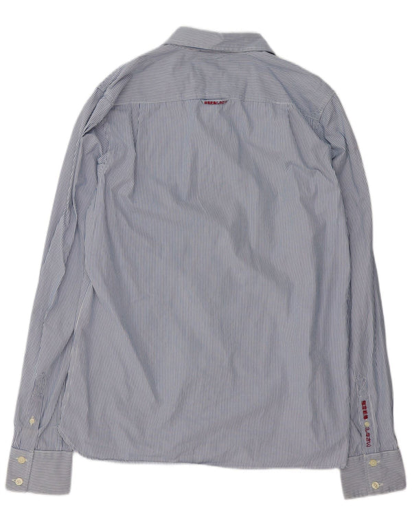 Superdry herreskjorte 2XL blå nålestribet bomuld