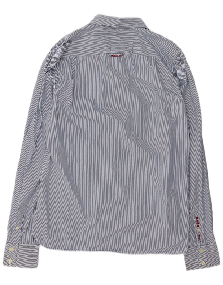 Superdry herreskjorte 2XL blå nålestribet bomuld