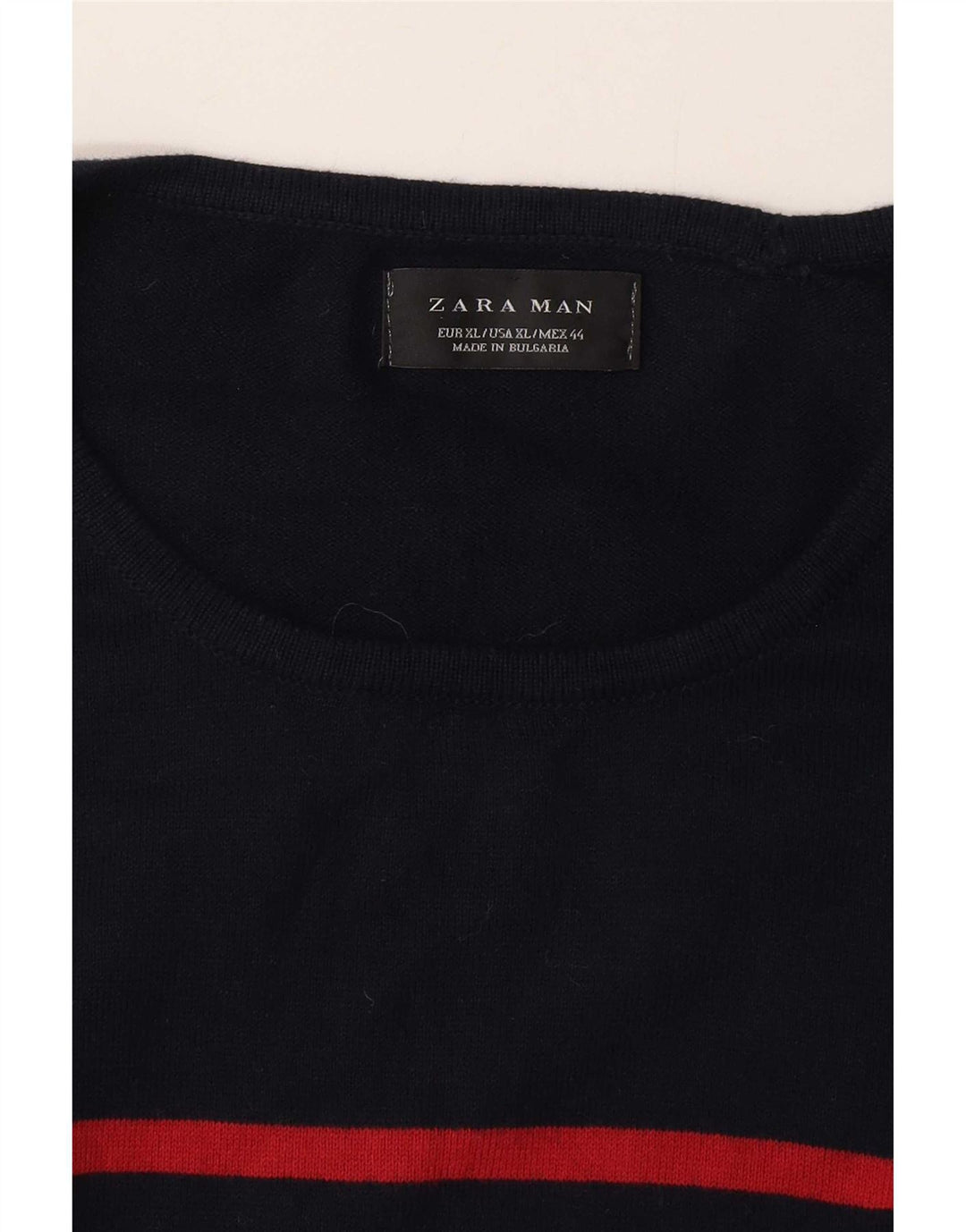 Zara Herre trøje med rund hals XL marineblå stribet