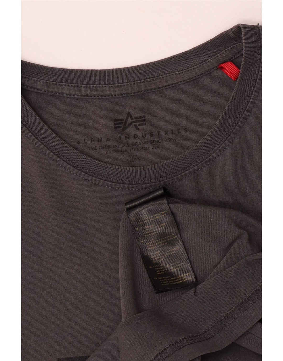 Alpha Industries Herre Regular Graphic T-Shirt Top Lille Grå Bomuld