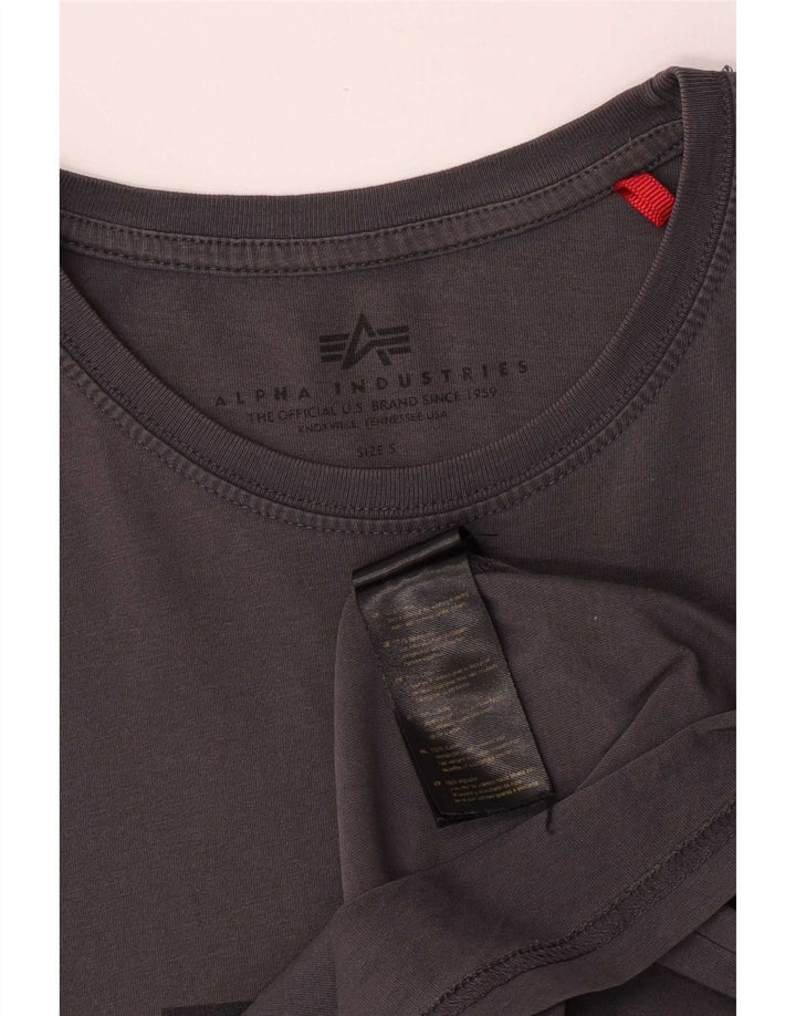 Alpha Industries Herre Regular Graphic T-Shirt Top Lille Grå Bomuld