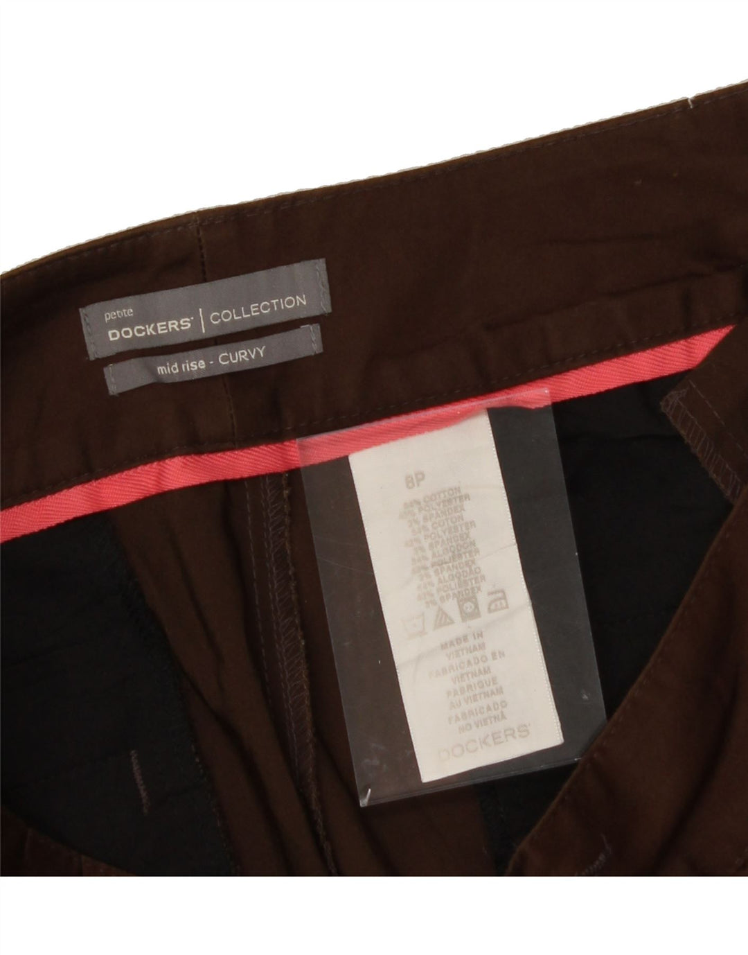 DOCKERS Womens Petite Mid Rise Capri Trousers US 8 Medium W32 L18 Brown Vintage Dockers and Second-Hand Dockers from Messina Hembry 