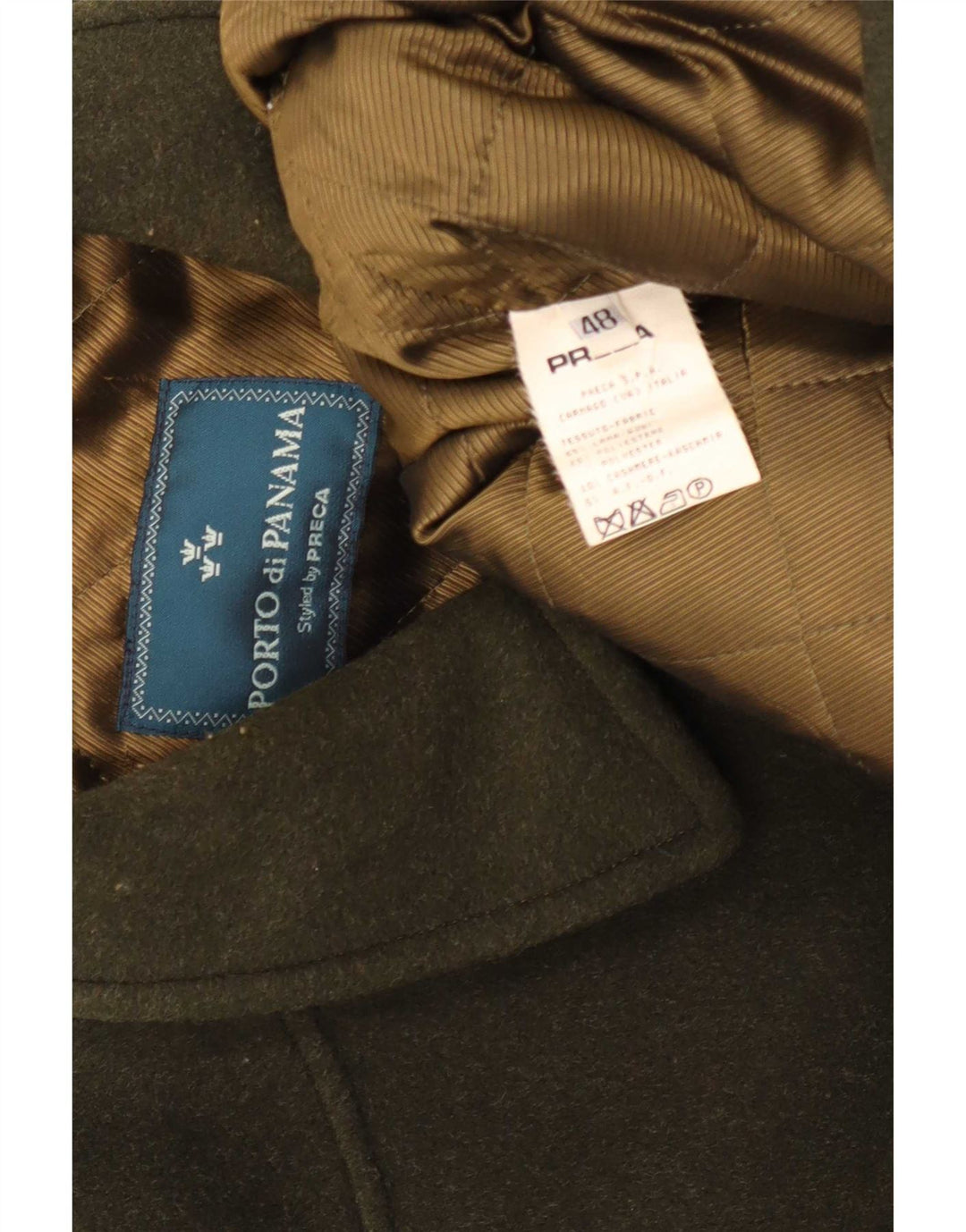 Porto Di Panama Herre By Preca Overfrakke IT 48 Medium Khaki Wool