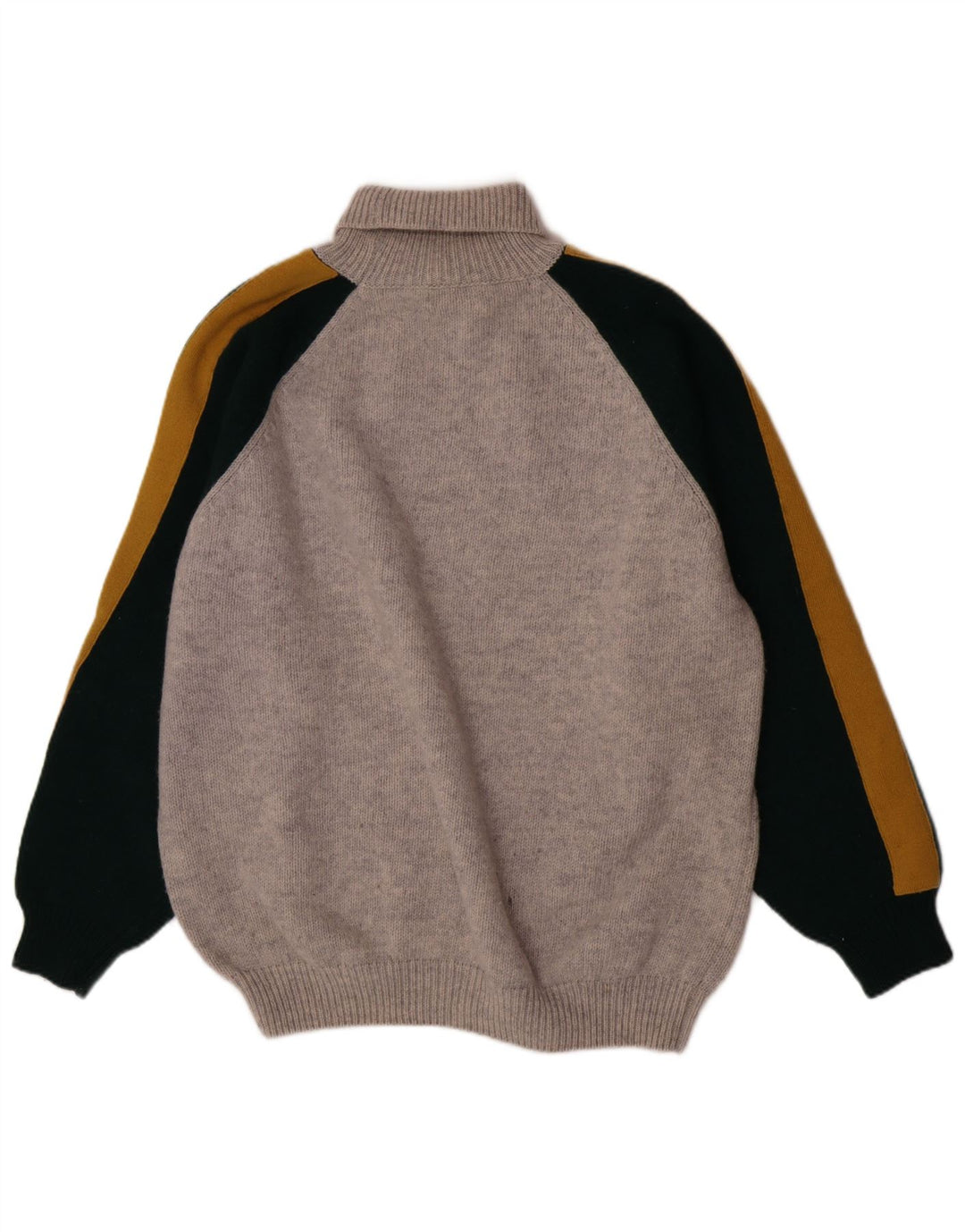 Sisley Herre grafisk rullehals sweater XL Grå Colourblock Uld