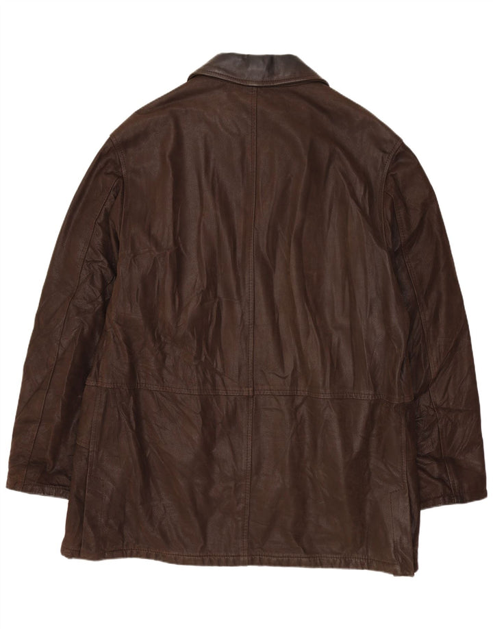VINTAGE Herre Læderjakke IT 52 XL Brunt Læder