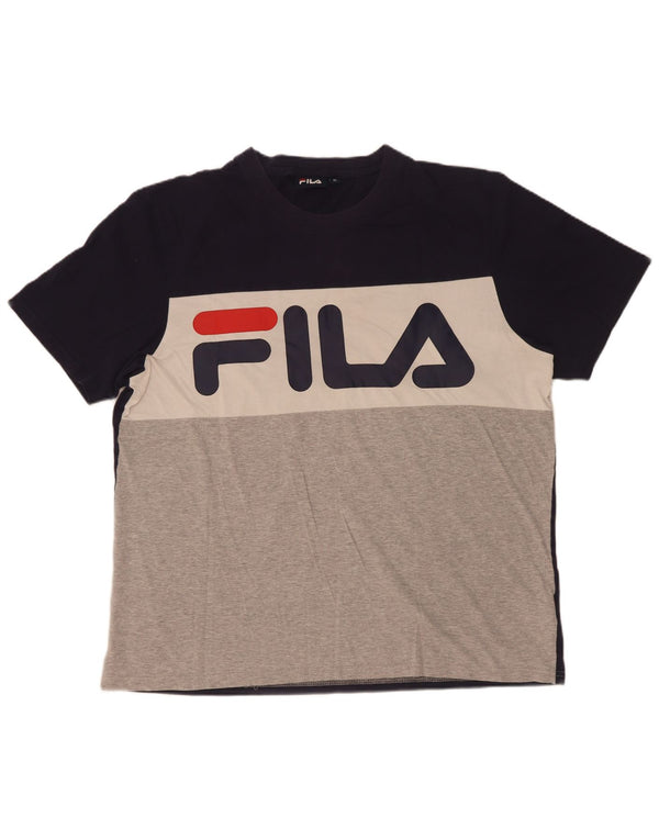 Fila Herre Grafisk T-Shirt Top XL Flerfarvet Colourblock Bomuld