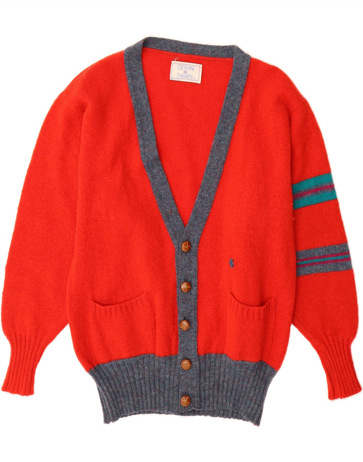 GERANI Mens Cardigan Sweater Medium Red Colourblock Vintage Gerani and Second-Hand Gerani from Messina Hembry 