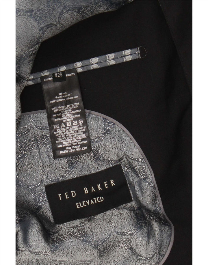 Ted Baker Herre 2 Button Blazer Jacket UK 42 XL Sort Uld