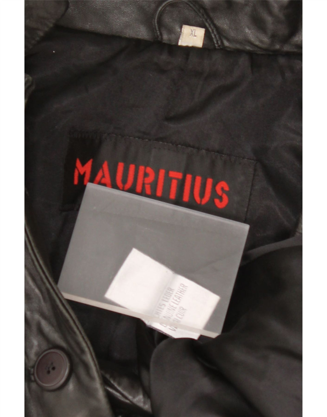 MAURITIUS dame 3-knaps læder blazerjakke UK 18 XL sort læder