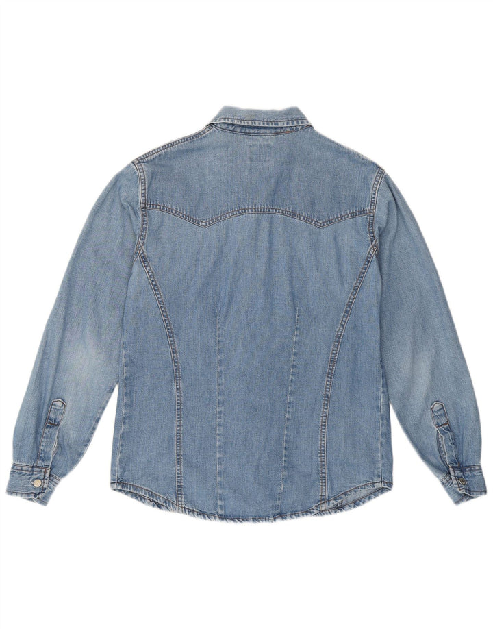 LEVI'S Dame Denim Shirt UK 16 Stor Blå Bomuld