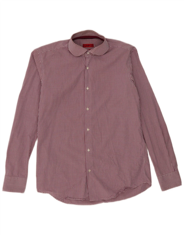 Hugo Boss Herre Regular Fit skjorte Medium Burgundy Gingham Cotton