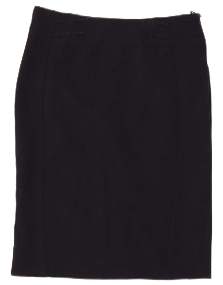 MARKS & SPENCER Lige nederdel til kvinder UK 10 Small W30 Navyblå polyester