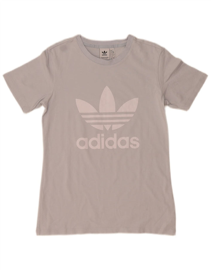 Adidas Dame Grafisk T-Shirt Top UK 10 Lille Grå
