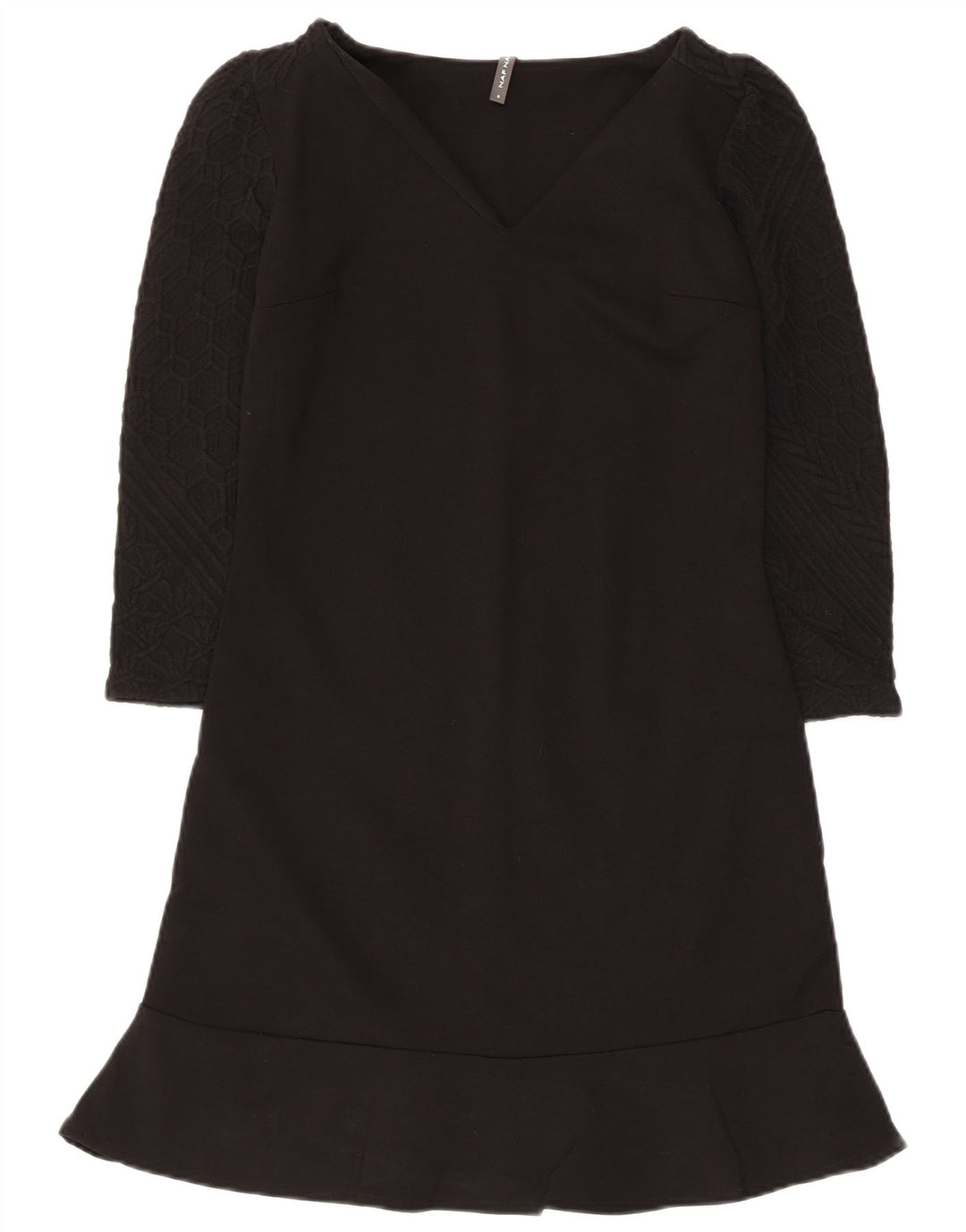 Naf Naf Dame 3/4 ærmet basiskjole UK 8 Small Black Viscose