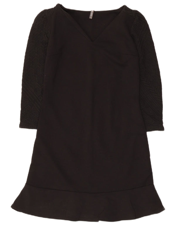 Naf Naf Dame 3/4 ærmet basiskjole UK 8 Small Black Viscose