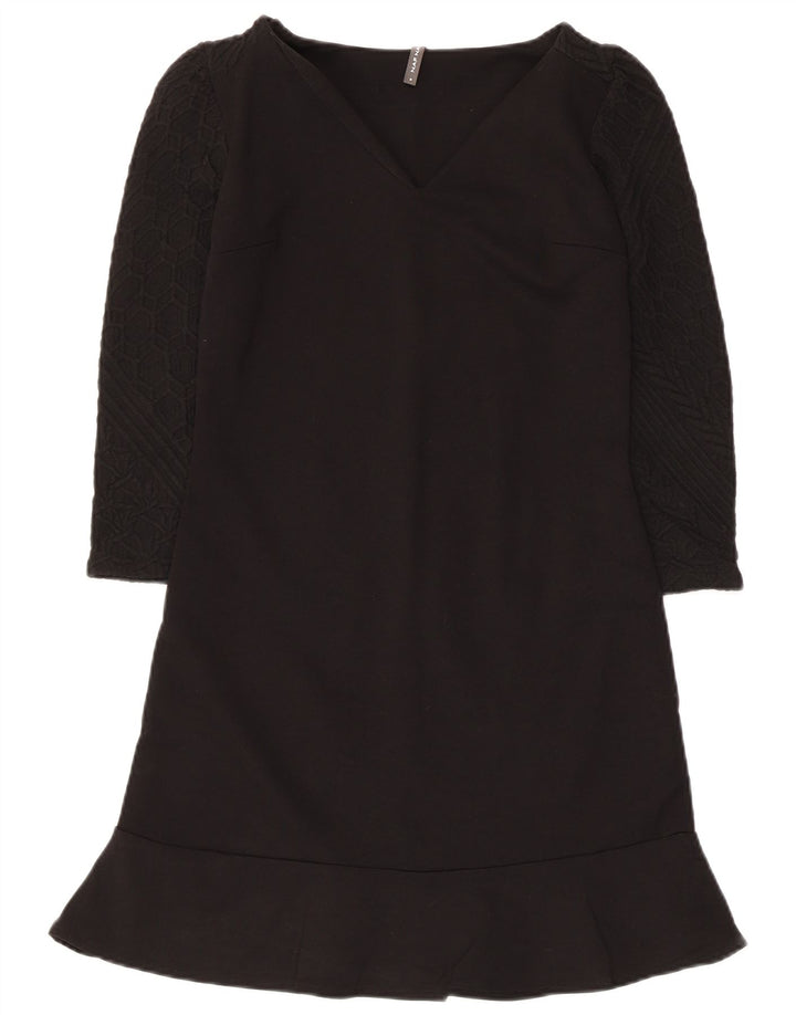 Naf Naf Dame 3/4 ærmet basiskjole UK 8 Small Black Viscose