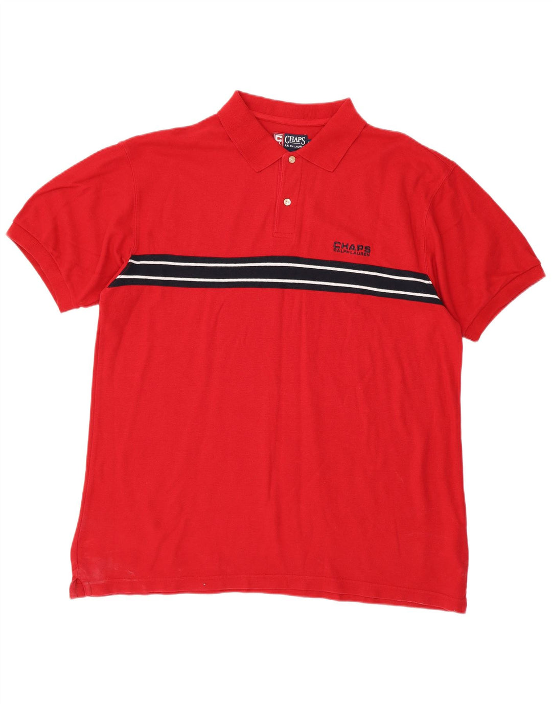 CHAPS RALPH LAUREN Herre poloshirt XL rødstribet bomuld