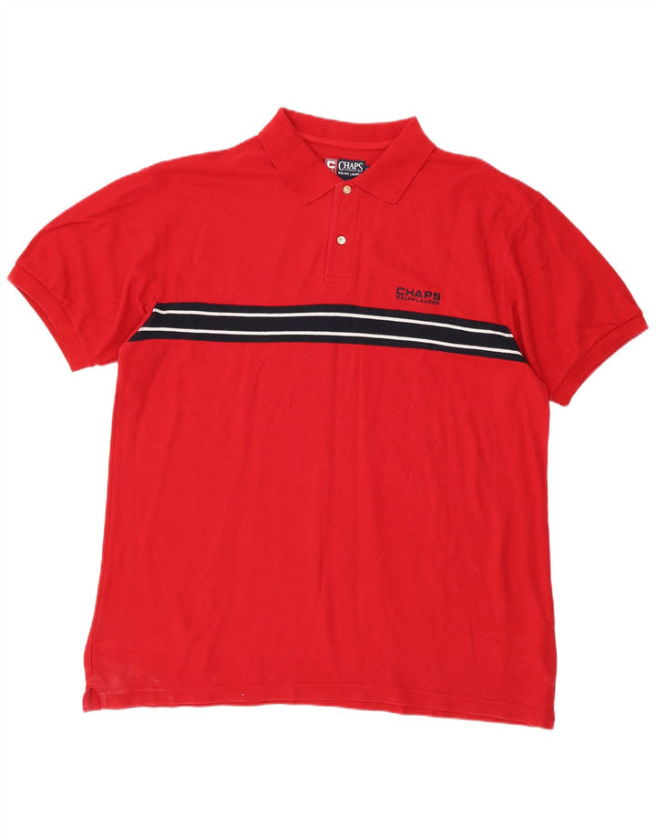 CHAPS RALPH LAUREN Herre poloshirt XL rødstribet bomuld