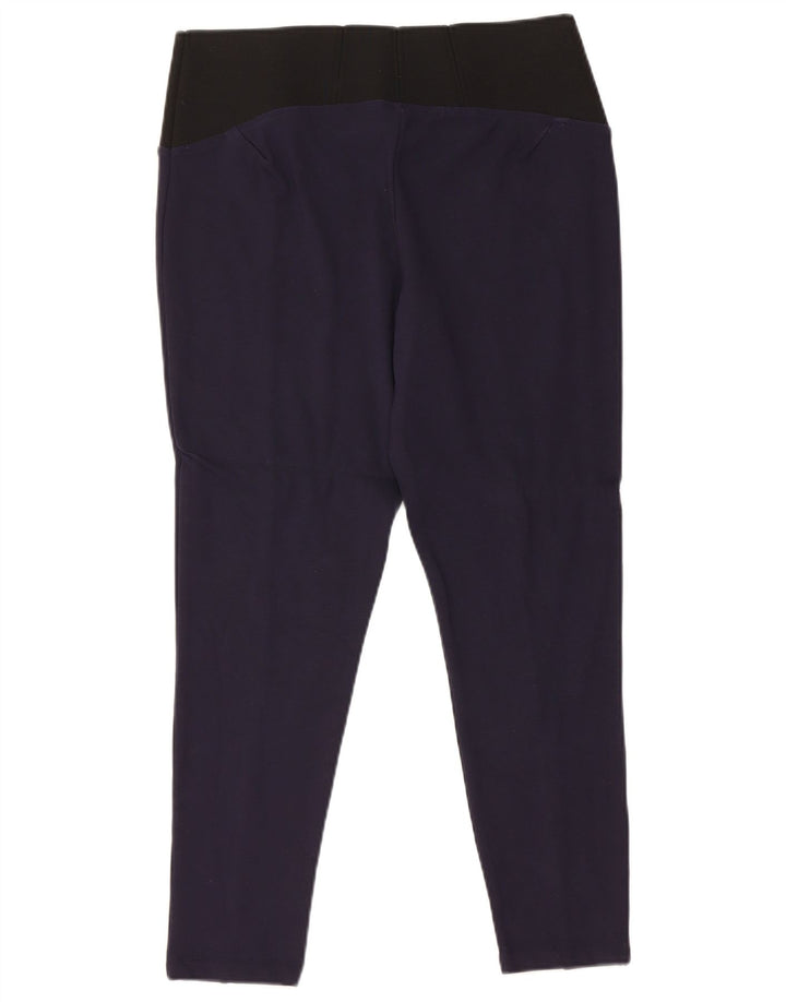 Marks & Spencer Womens Crop Leggings UK 14 Large Navy Blue Colourblock