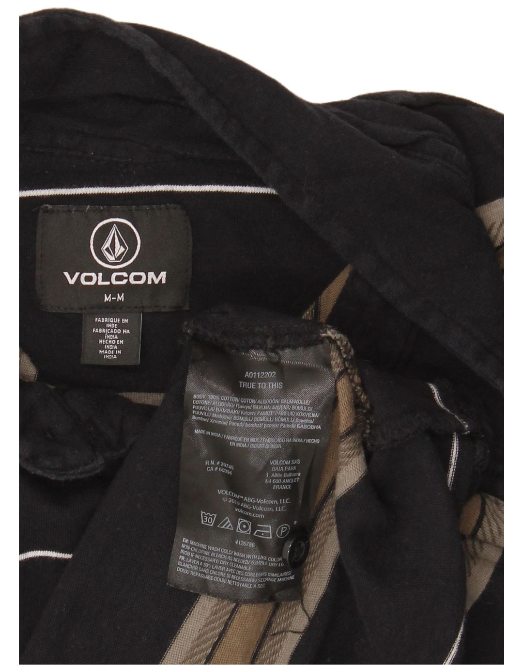 VOLCOM Poloshirt til mænd, medium sort stribet bomuld