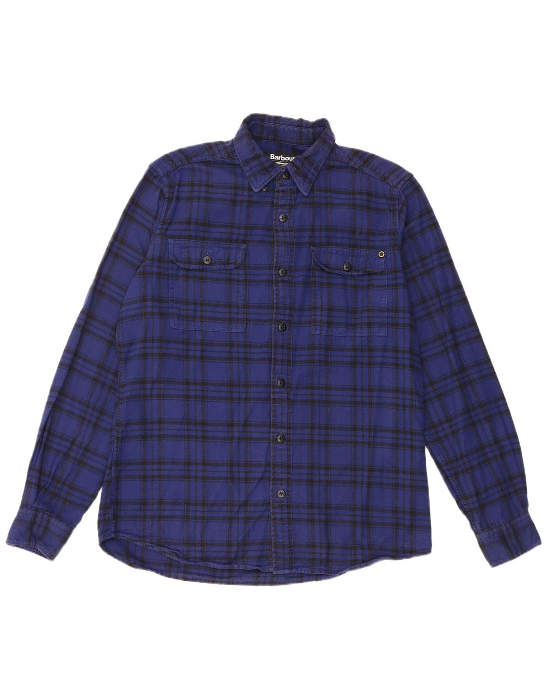 Barbour herre flannelskjorte mellemblå ternet bomuld