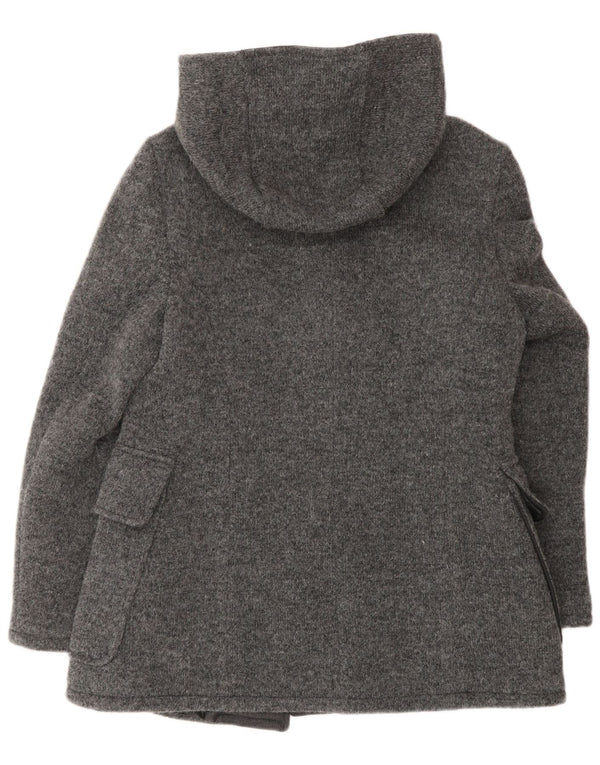 VINTAGE Duffle Coat med hætte til kvinder IT 48 XL Grå uld