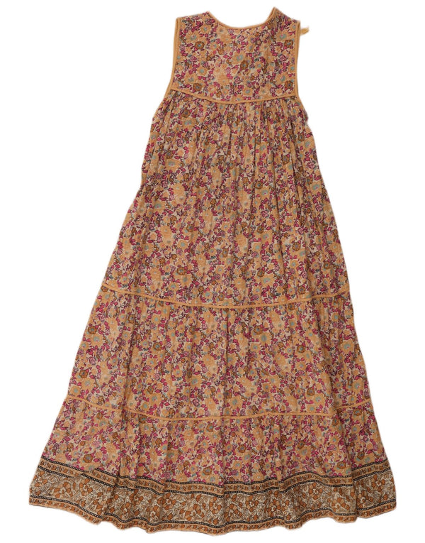 Vintage Kvinders Ærmeløs Tiered Kjole UK 10 Small Multicolored Floral