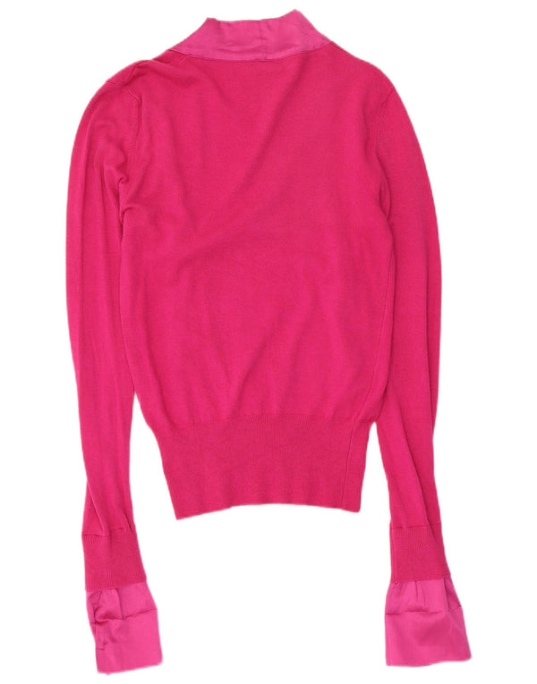 Pinko Dame V-hals sweater UK 12 Medium Pink Viscose