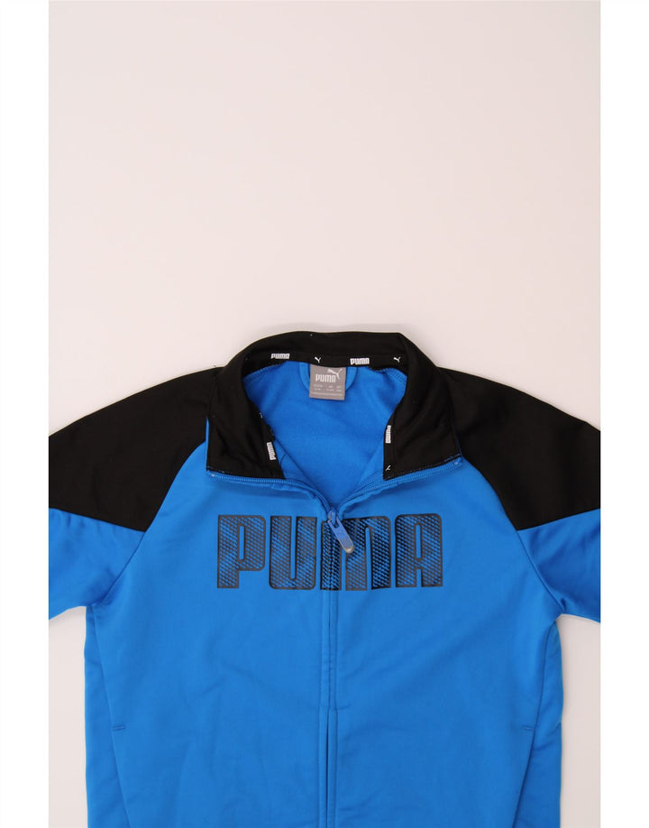 PUMA Boys Graphic Tracksuit Top Jacket 9-10 Years Blue Colourblock Vintage Puma and Second-Hand Puma from Messina Hembry 